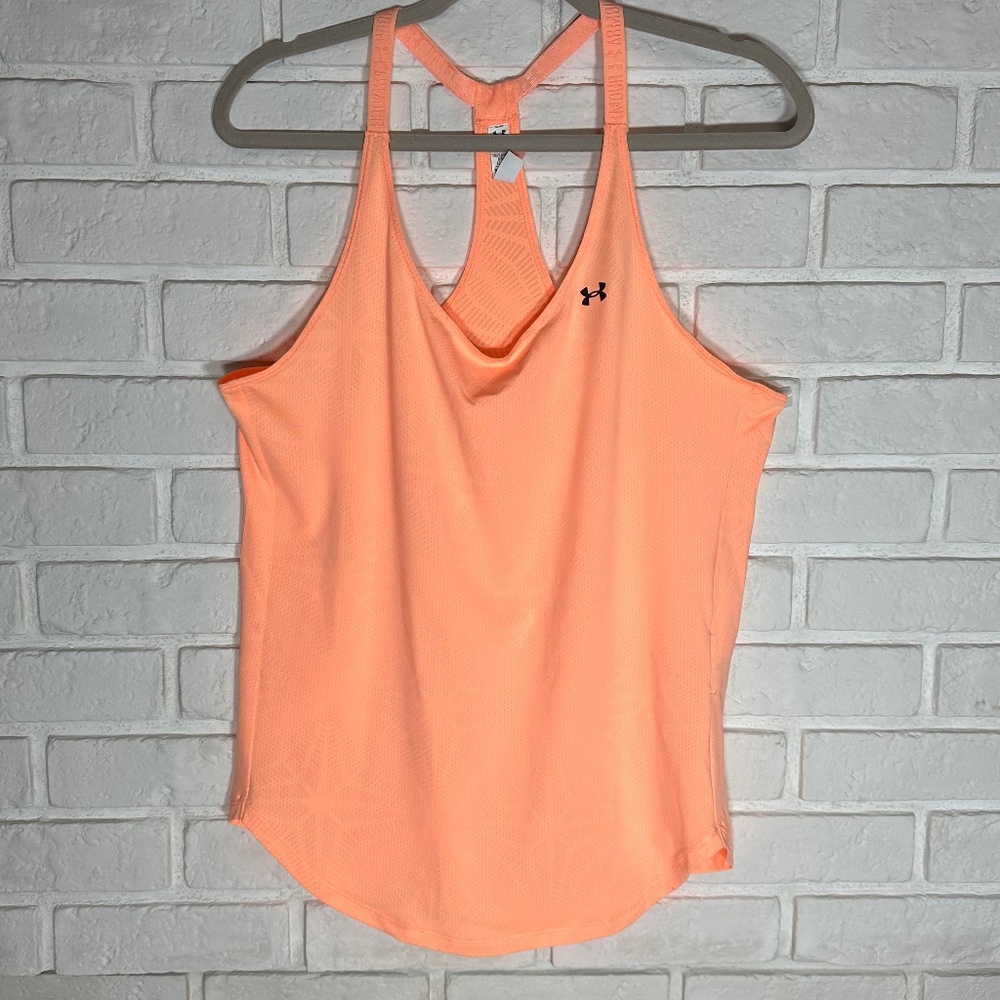 Women's Under Armour Heat Gear Racerback Tank Peach NWOT Size Large